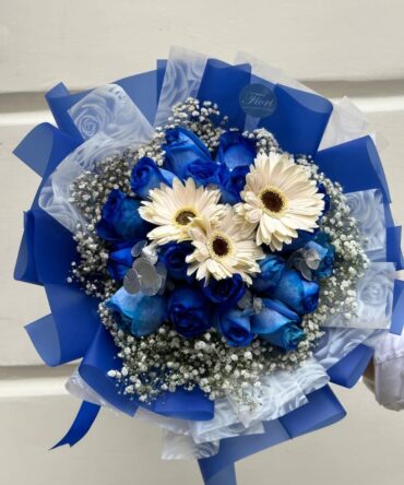 Blue rose con gerbera