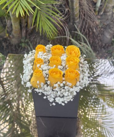 Box de nueve rosas amarillas
