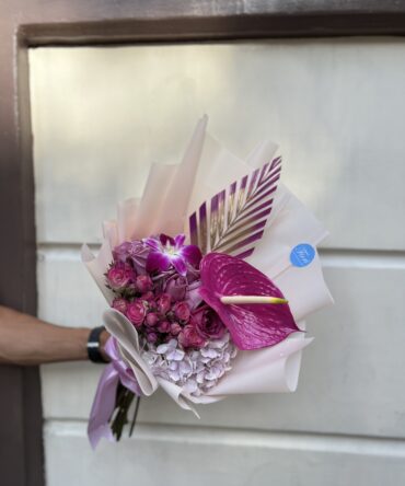 Bouquet de autor de Hortencias con orquideas
